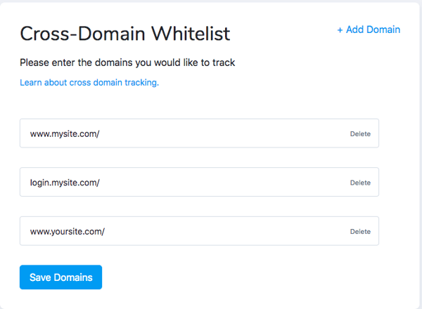 [Legacy 1.0] Cross Domain Tracking | Whitelisting Domains